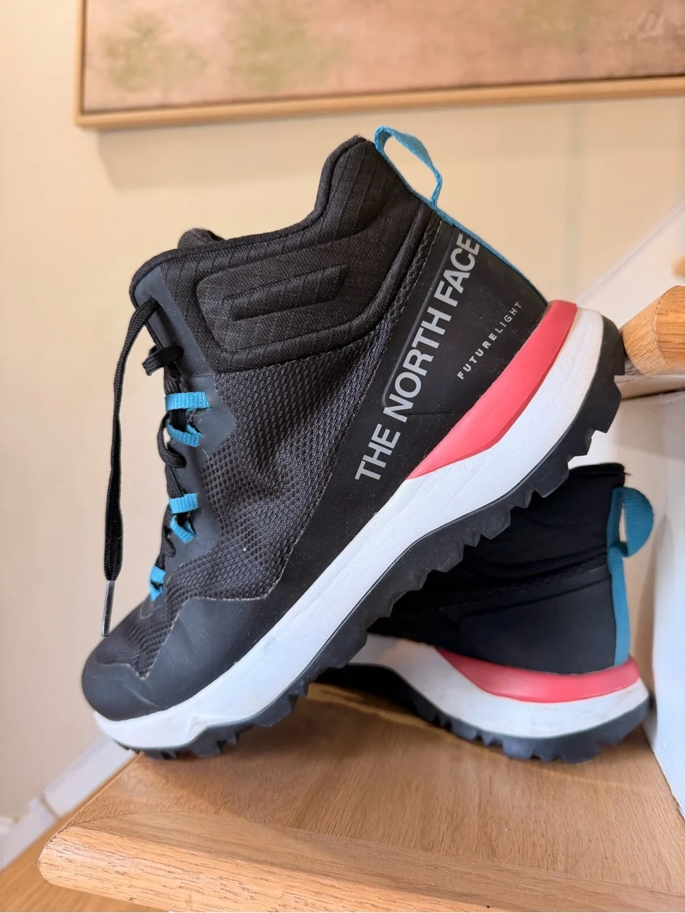 The North Face Kids Black Sneakers with Pink and Blue Accents